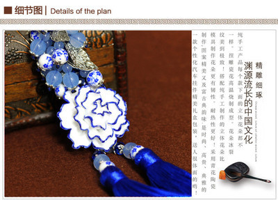 劉統(tǒng)春個體經營 汽車內飾青花瓷掛件，牡丹花開富貴的時尚精美工藝品